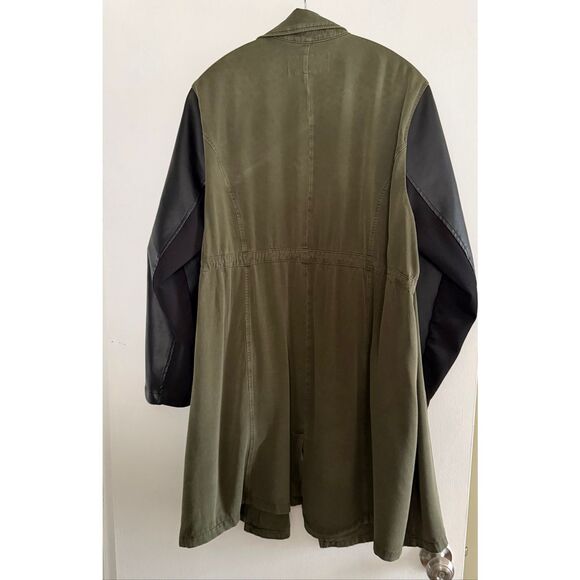 Torrid Twill Faux Leather Anorak Jacket Olive Size 2/US 2X Rayon Blend - Picture 5 of 10